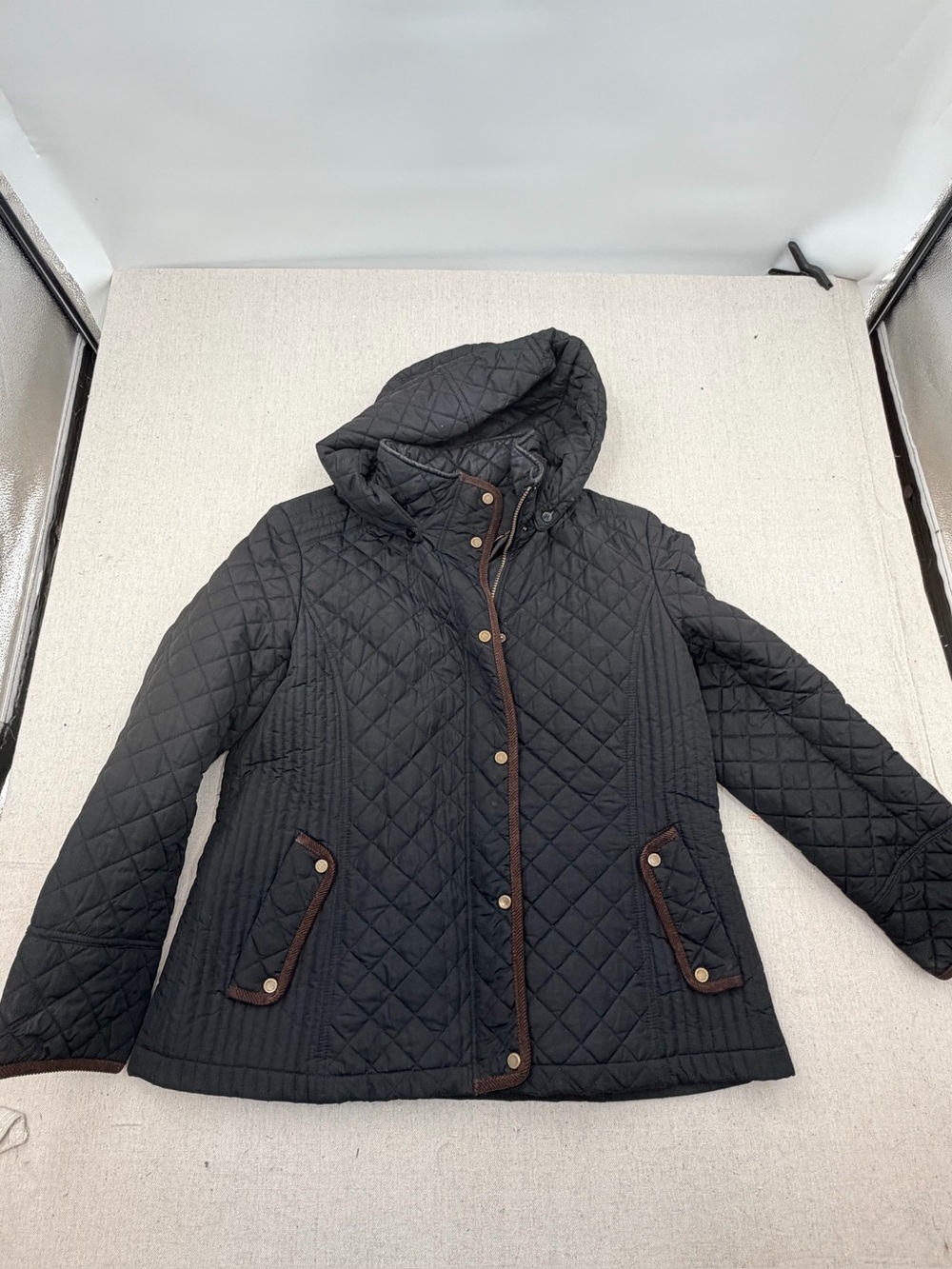 St. John’s Bay Black Quilted Hooded Women's Jacket